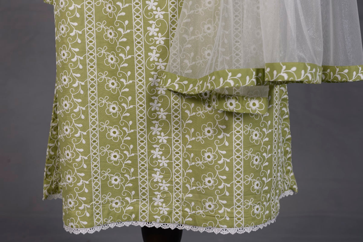 Olive Green Printed Lawn 2-Piece Shirt & Dupatta - View 9