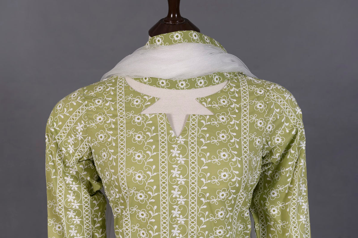 Olive Green Printed Lawn 2-Piece Shirt & Dupatta - View 6