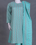 Turquoise Chikankari 3-Piece Suit - Product 59