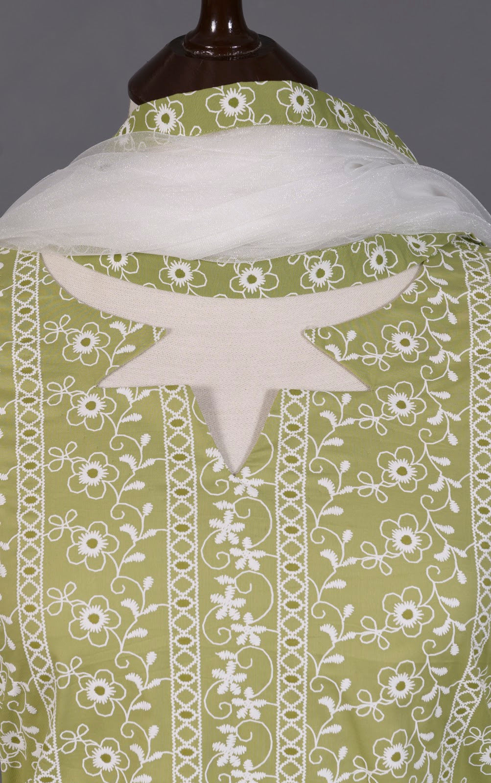 Olive Green Printed Lawn 2-Piece Shirt & Dupatta - View 11