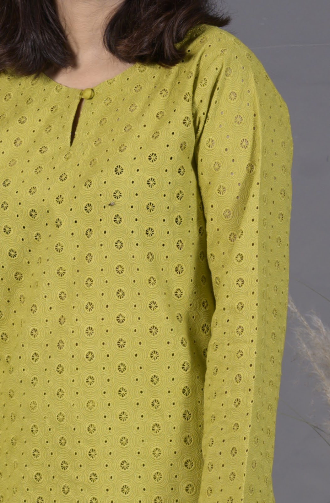 Olive Green 2-Piece Chikankari Suit - View 13