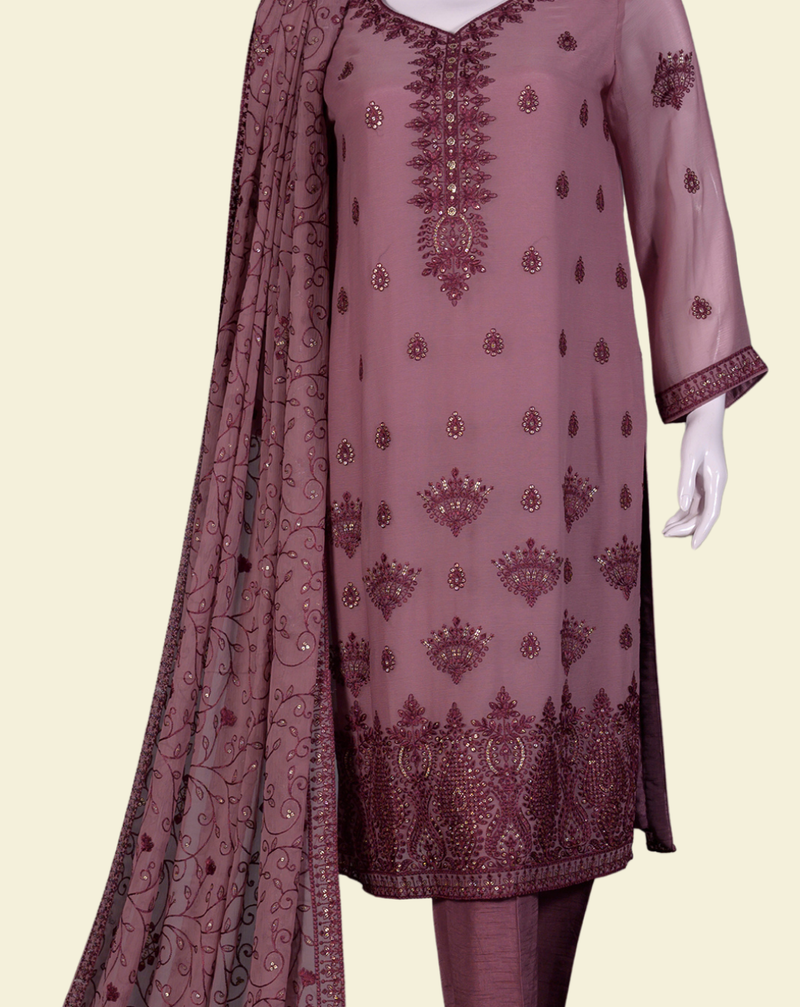 Luxury Pret Zari & Resham 3-Piece Suit - JFF934 – View 1