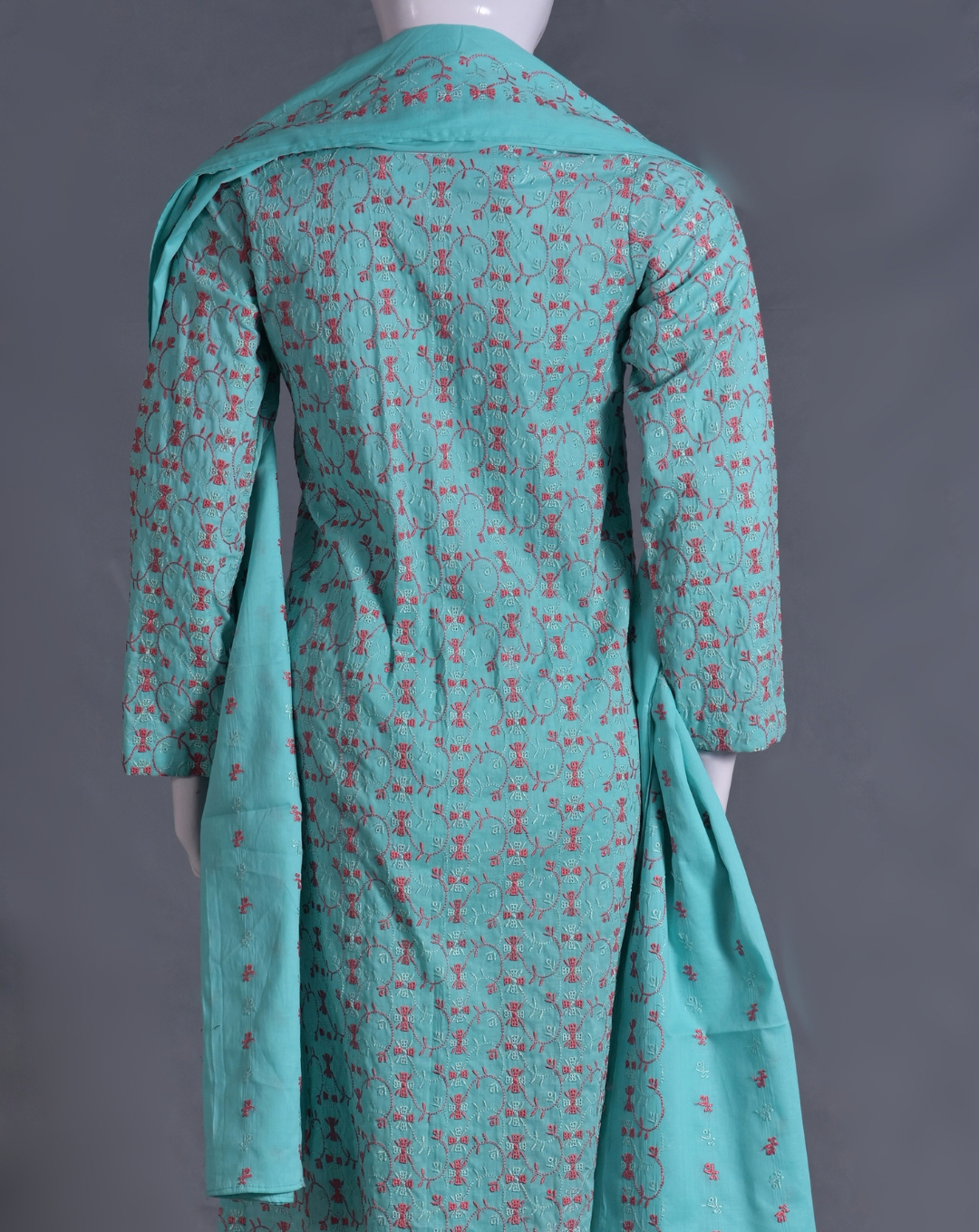 Turquoise Chikankari 3-Piece Suit - Product 59 - View 4
