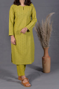 Olive Green 2-Piece Chikankari Suit - Editorial Lookbook Angle 11 - JF0029 | Joycelyn Fashion