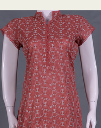 Hand-crafted embroidery and fabric detail of Chikankari Lace-Work Kurti & Trouser Suit - Product 46 - PRODUCT46 | Joycelyn Fashion