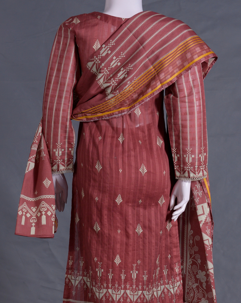 Ethnic Geometric Printed Lawn 3-Piece Suit - Product 61 &ndash; View 4