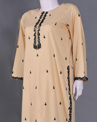 Dupatta drape and styling of Ivory & Black Contrast Embroidered 3-Piece Suit - Product 51 - PRODUCT51 | Joycelyn Fashion