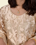 Golden Thread Cutwork Embroidery 3-Piece Net Suit