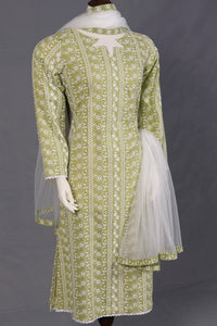 Olive Green Printed Lawn 2-Piece Shirt & Dupatta - Editorial Lookbook Angle 5 - JFS961 | Joycelyn Fashion