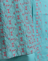 Turquoise Chikankari 3-Piece Suit - Product 59 - Editorial Lookbook Angle 4 - PRODUCT59 | Joycelyn Fashion