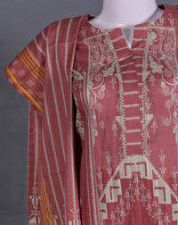 Ethnic Geometric Printed Lawn 3-Piece Suit - Product 61 - Editorial Lookbook Angle 6 - PRODUCT61 | Joycelyn Fashion
