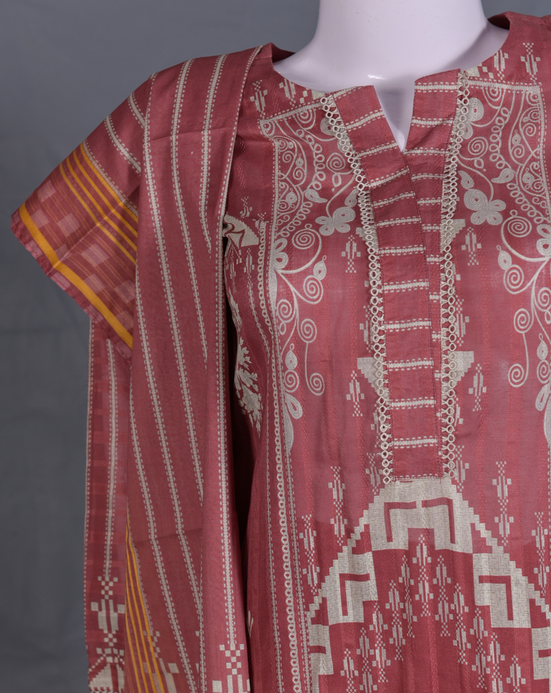 Ethnic Geometric Printed Lawn 3-Piece Suit - Product 61 &ndash; View 2