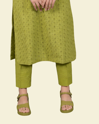 Olive Green 2-Piece Chikankari Suit - Editorial Lookbook Angle 5 - JF0029 | Joycelyn Fashion