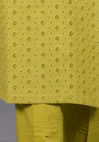 Olive Green 2-Piece Chikankari Suit - Editorial Lookbook Angle 15 - JF0029 | Joycelyn Fashion