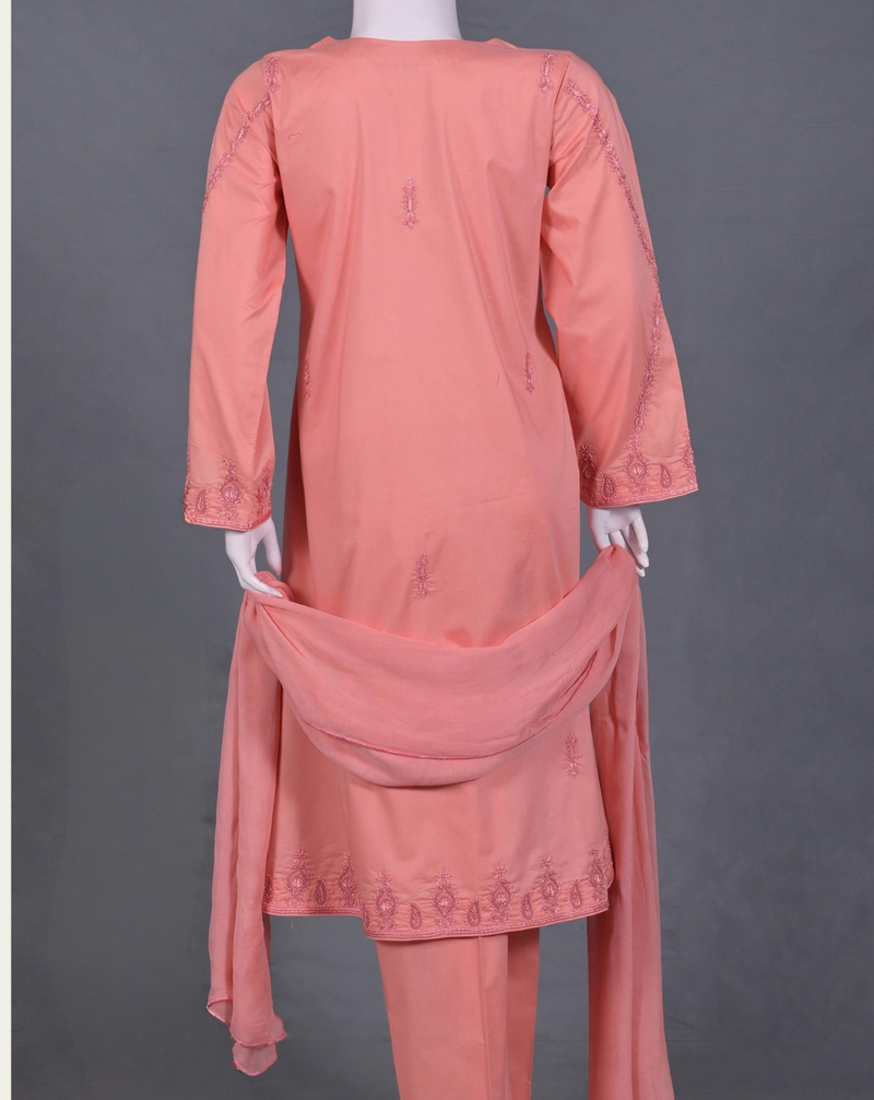Peach Embroidered 3-Piece Suit - Product 50 &ndash; View 3
