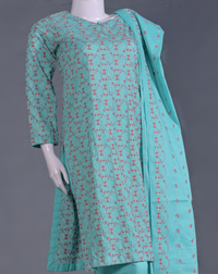 Dupatta drape and styling of Turquoise Chikankari 3-Piece Suit - Product 59 - PRODUCT59 | Joycelyn Fashion