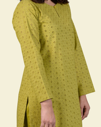 Dupatta drape and styling of Olive Green 2-Piece Chikankari Suit - JF0029 | Joycelyn Fashion