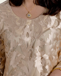 Golden Thread Cutwork Embroidery 3-Piece Net Suit - Editorial Lookbook Angle 6 - JFF927 | Joycelyn Fashion