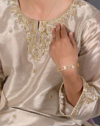 Silver Gray Katan Silk 3-Piece Suit with Hand Resham & Pearl Embroidery - Editorial Lookbook Angle 5 - JFF933 | Joycelyn Fashion
