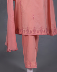 Dupatta drape and styling of Peach Embroidered 3-Piece Suit - Product 50 - PRODUCT50 | Joycelyn Fashion