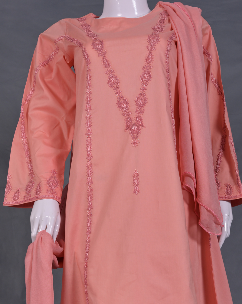 Peach Embroidered 3-Piece Suit - Product 50 &ndash; View 1