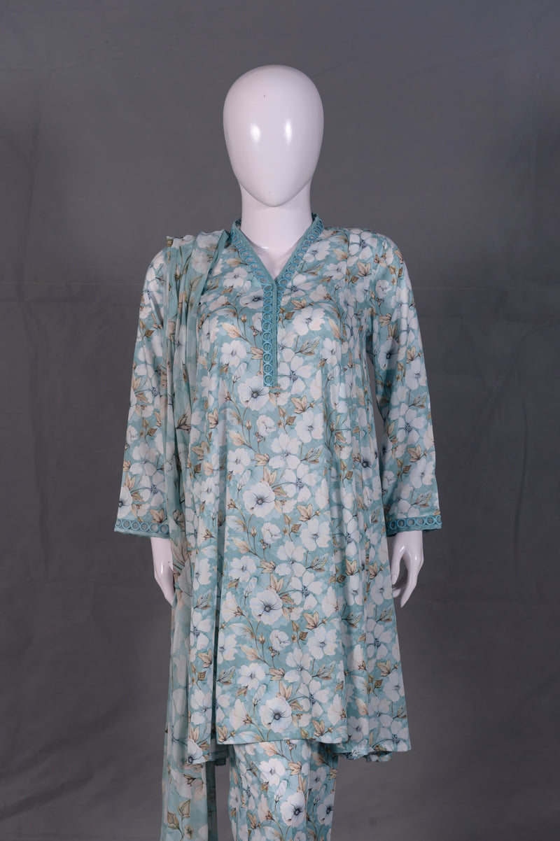Chikankari Embroidered 3-Piece Suit - JFS797 &ndash; View 1